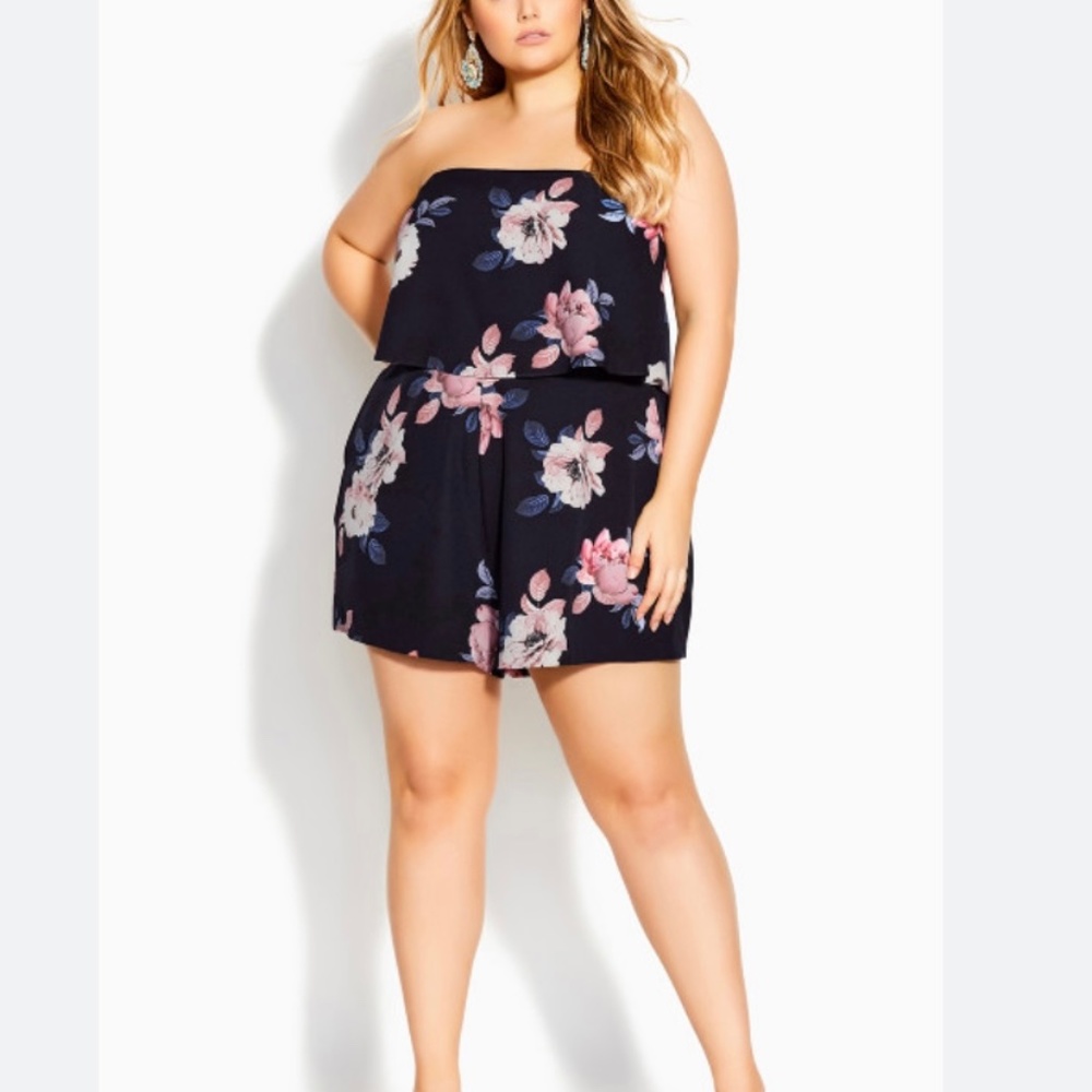 City Chic Floral Strapless Romper